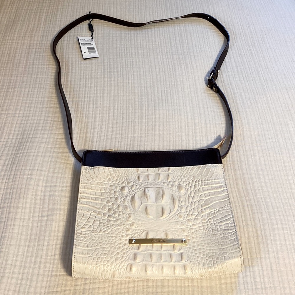 New Brahmin Anywhere Crossbody Croquette Vermeer Genuine Leather